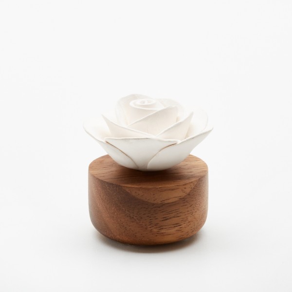 Diffuseur de parfum en bois et céramique blanche - Gardenia du Laos 1