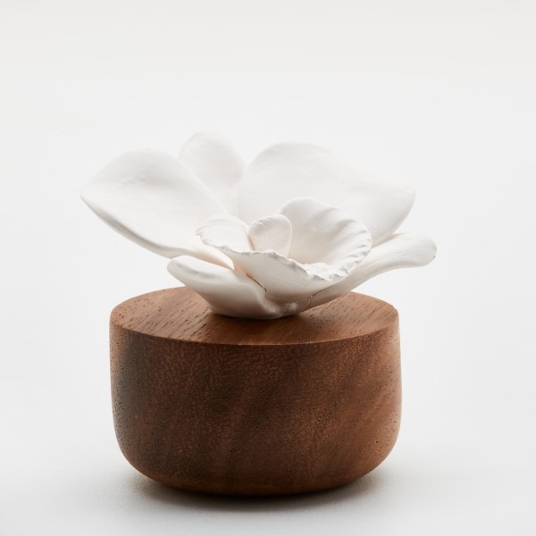 Diffuseur de parfum en bois et céramique blanche - Orchidée du Népal 1