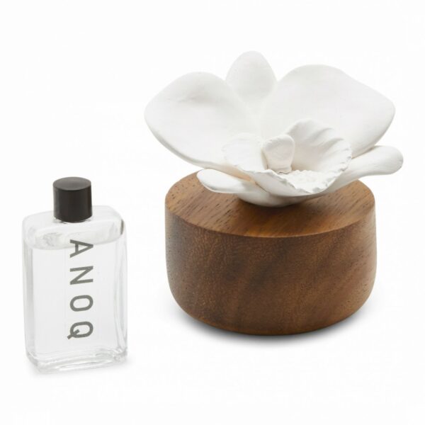 Diffuseur de parfum en bois et céramique blanche - Orchidée du Népal 2